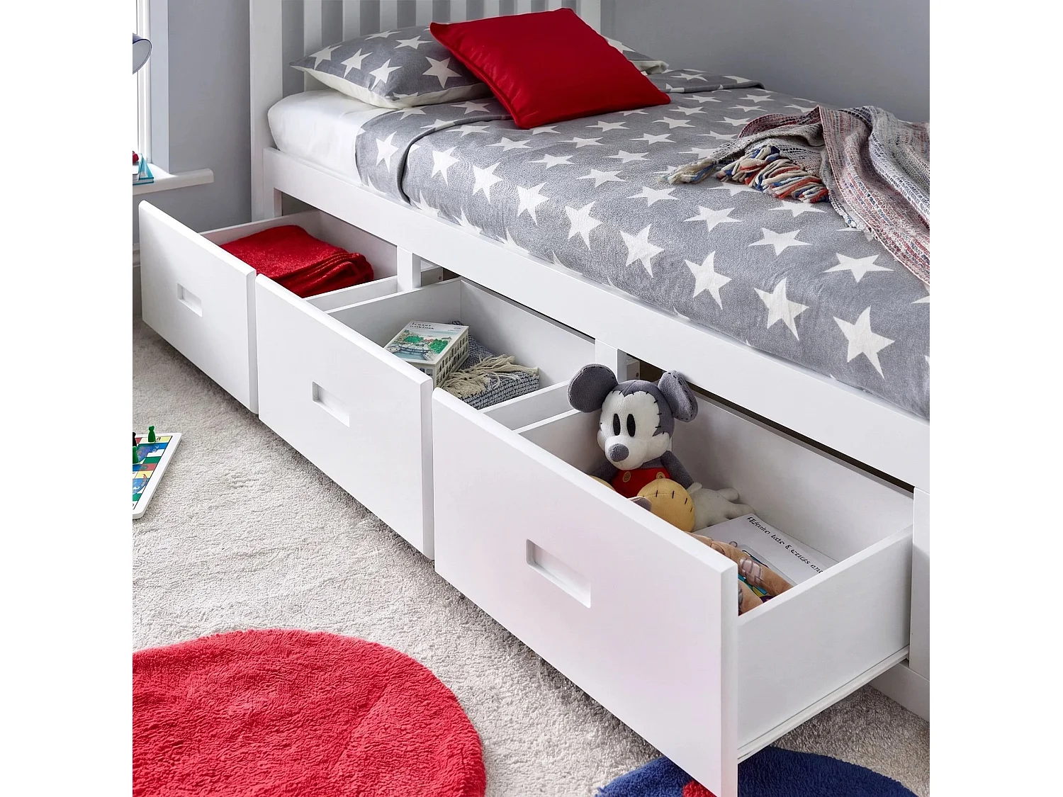 Quest White Wooden 3 Drawer Bed Single