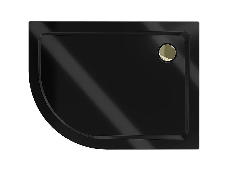Mexen Flat base de duche semicircular slim direito 90 x 80 cm, preto, sifão dourado - 41708090P-G