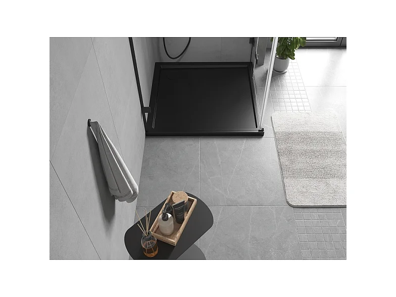 Mexen Flow Duschwanne quadratisch slim 120 x 120 cm, schwarz matt - 46S701212