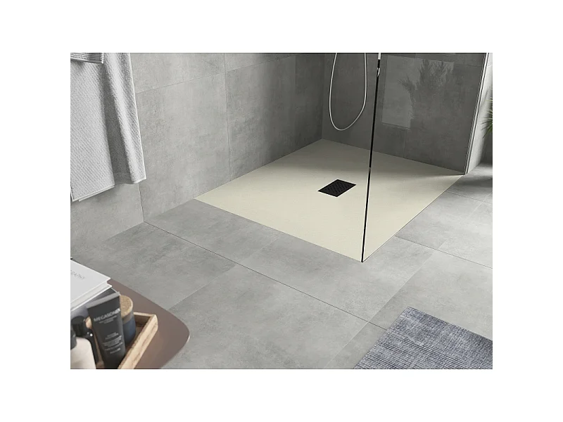 Mexen Hugo receveur de douche rectangulaire SMC 120 x 100 cm, beige, cache noire - 42691012-B