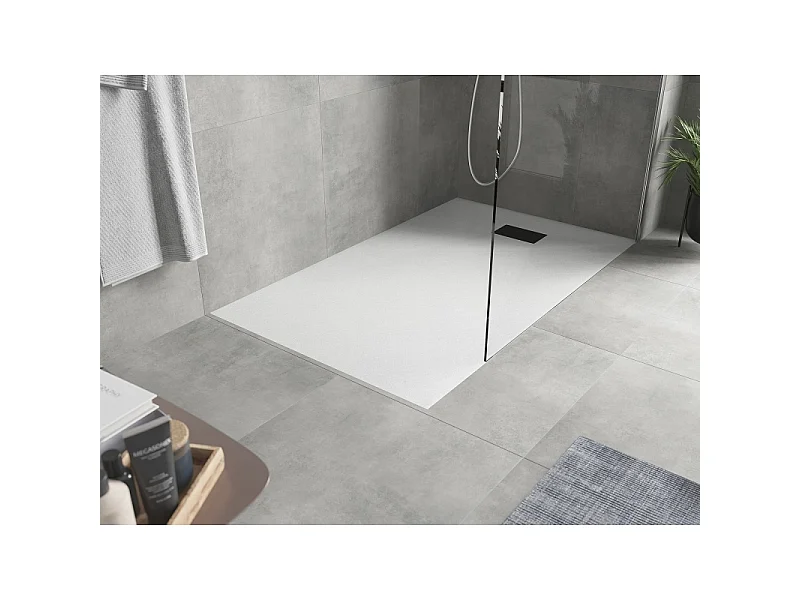 Mexen Hugo receveur rectangulaire SMC 160 x 80 cm, blanc, cache noir - 42108016-B