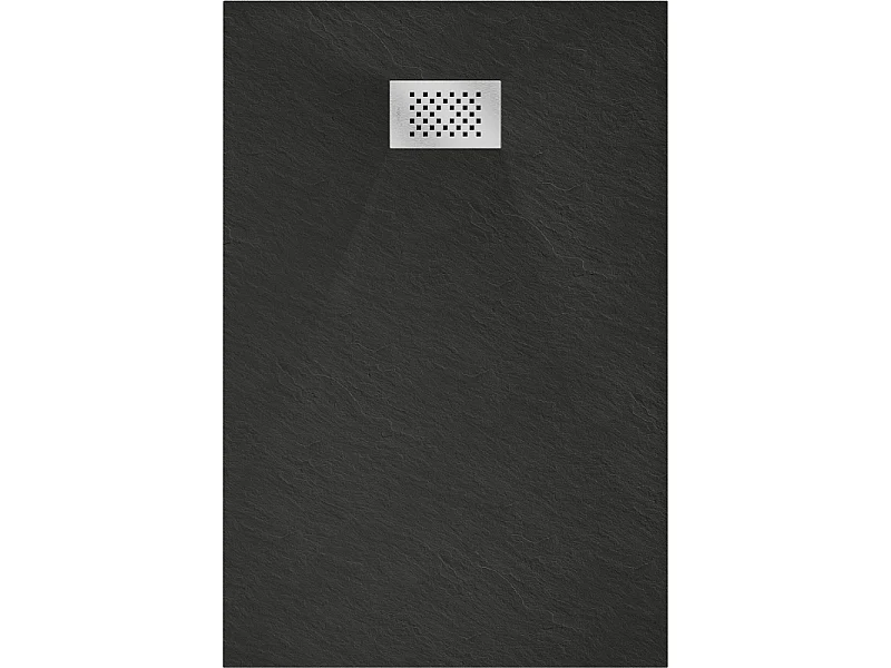 Mexen Hugo brodzik prostokątny SMC 130 x 70 cm, czarny, maskownica inox - 42707013-X