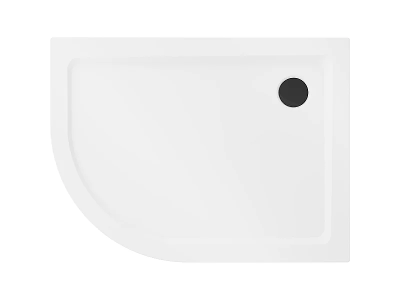 Mexen Flat ducha semicircular slim derecha 90 x 80 cm, blanco, sifón negro - 41108090P-B