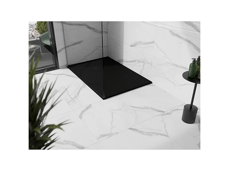 Mexen Stone+ plato de ducha rectangular de composite 120 x 90 cm, negro, cubierta negra - 44709012-B