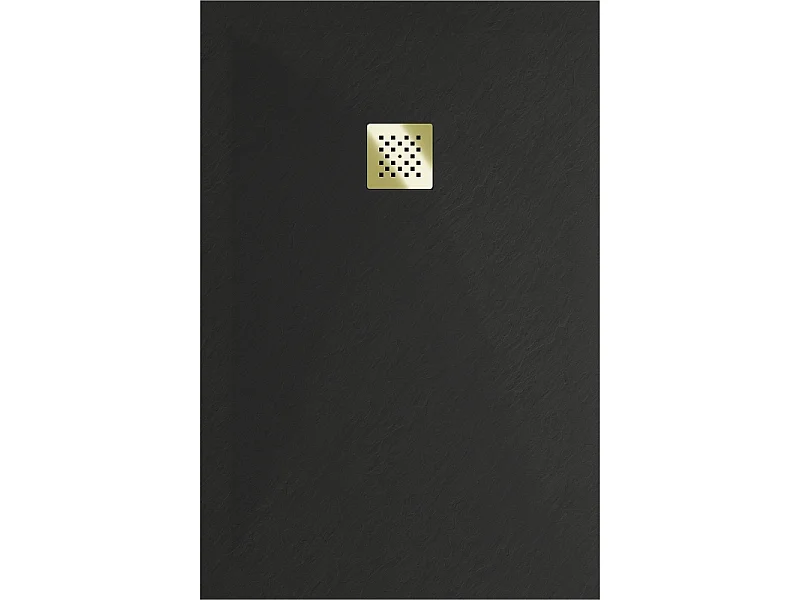 Mexen Stone+ plato de ducha de composite rectangular 130 x 80 cm, negro, cubierta dorada - 44708013-G