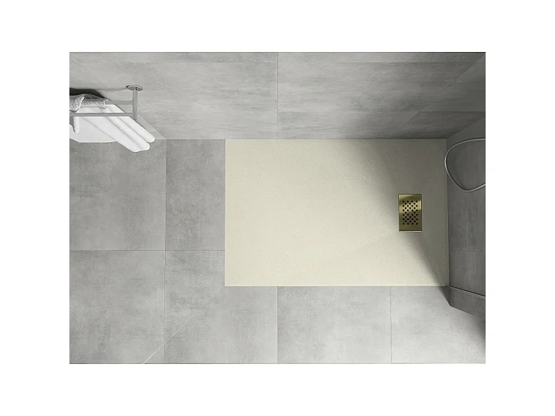 Mexen Hugo receveur rectangulaire SMC 100 x 70 cm, beige, cache doré - 42697010-G