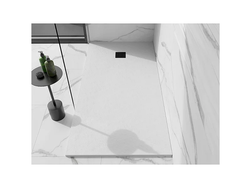 Mexen Stone+ plato de ducha compuesto rectangular 180 x 100 cm, blanco, cubierta negra - 44101018-B