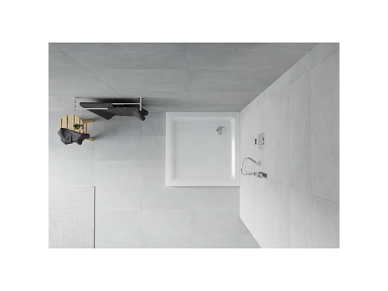 Mexen Flat vierkante douchebak slim 70 x 70 cm, wit, sifon chroom - 40107070