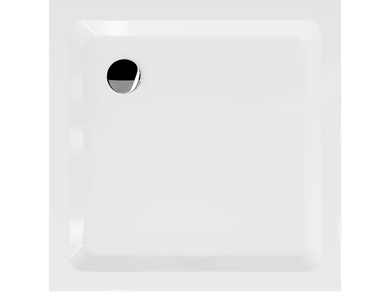 Mexen Flat vierkante douchebak slim 70 x 70 cm, wit, sifon chroom - 40107070