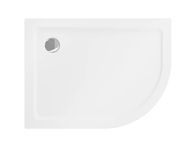 Mexen Flat Halbrunde Duschtasse Slim Links 90 x 80 cm, Weiß, Siphon Chrom - 41108090L