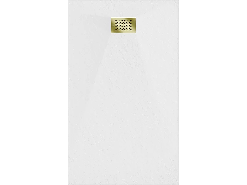 Mexen Hugo receveur de douche rectangulaire SMC 140 x 80 cm, blanc, cache dorée - 42108014-G