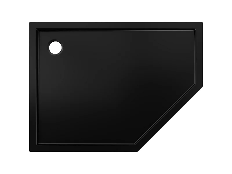 Mexen Flow receveur de douche pentagonal slim gauche 100 x 80 cm, noir mat - 46P708010L
