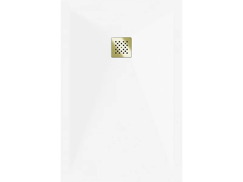 Mexen Stone+ plato de ducha de composite rectangular 110 x 80 cm, blanco, cubierta dorada - 44108011-G