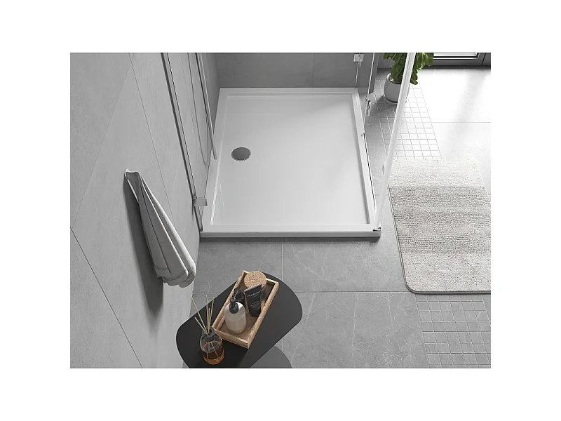 Mexen Flow rechthoekige slanke douchebak 80 x 75 cm, witte glans - 46R107580