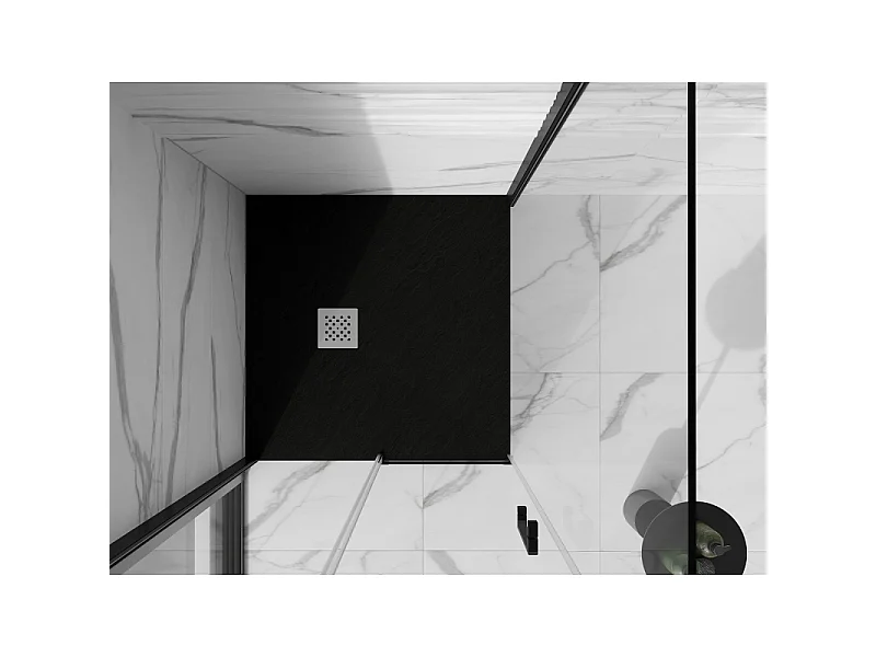 Mexen Stone+ composiet vierkant douchebak 90 x 90 cm, zwart - 44709090