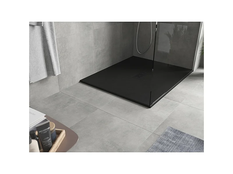 Mexen Hugo receveur de douche rectangulaire SMC 140 x 100 cm, noir, cache noir - 42701014-B