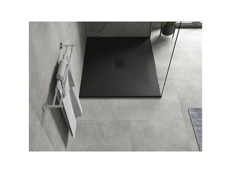 Mexen Hugo receveur de douche rectangulaire SMC 140 x 100 cm, noir, cache noir - 42701014-B