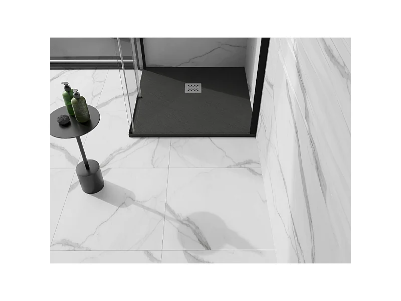 Mexen Stone+ composite square shower tray 100 x 100 cm, anthracite - 44711010