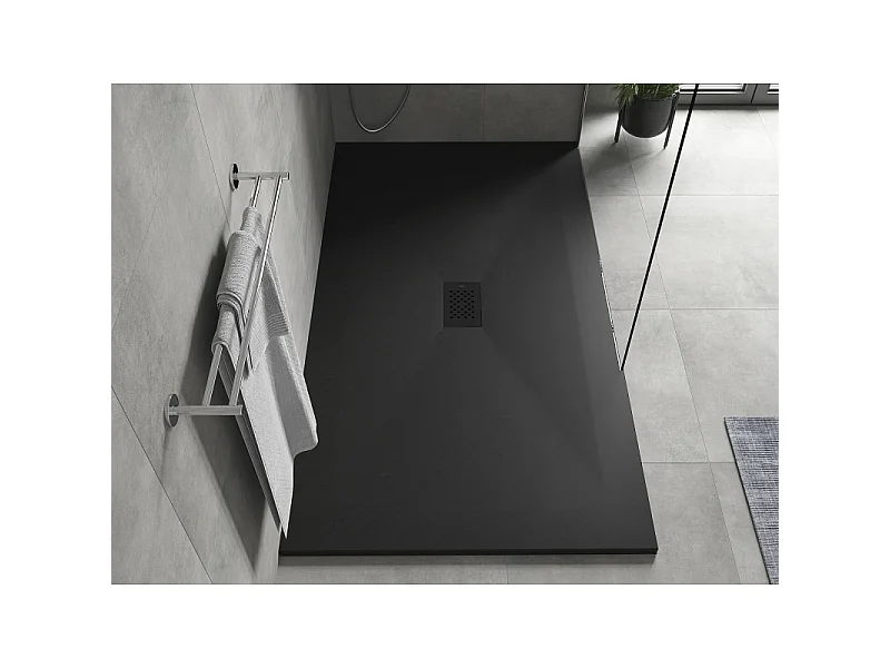 Mexen Hugo receveur de douche rectangulaire SMC 170 x 100 cm, noir, cache noir - 42701017-B