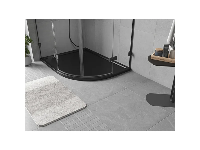 Mexen Flow semi-circular asymmetric slim left 90 x 80 cm, black matte - 46Q708090L
