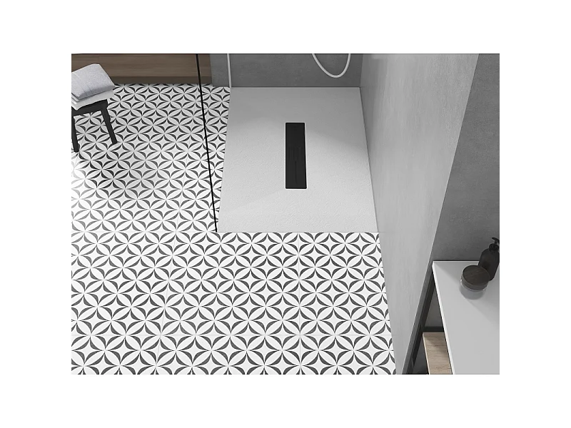 Mexen Toro plato de ducha rectangular SMC 130 x 80 cm, blanco, cubierta negra - 43108013-B