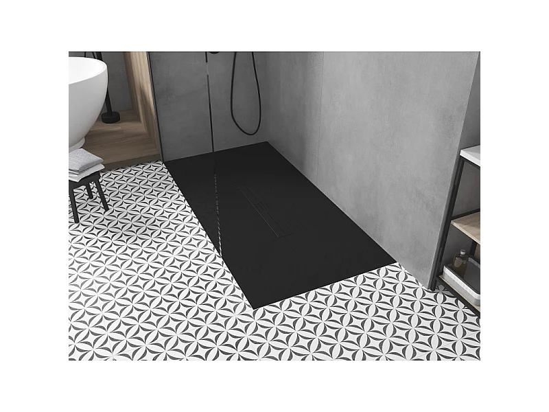 Mexen Toro receveur de douche rectangulaire SMC 180 x 80 cm, noir, cache noir - 43708018-B