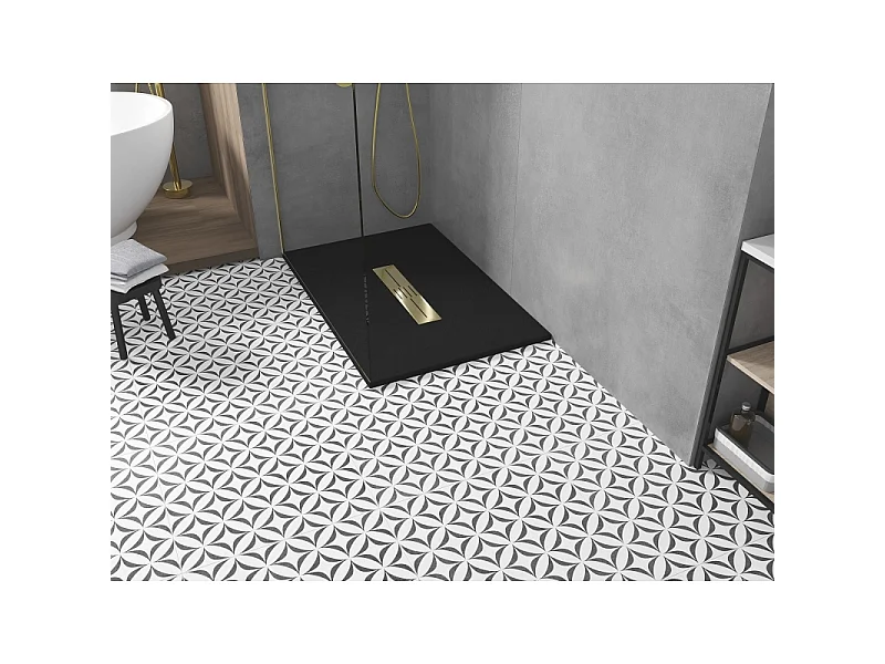 Mexen Toro receveur rectangulaire SMC 140 x 90 cm, noir, cache doré - 43709014-G