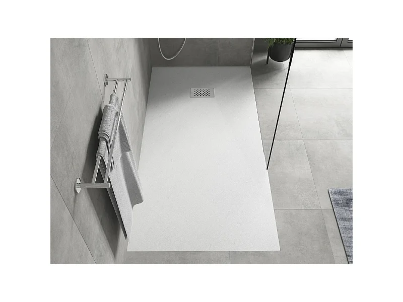 Mexen Hugo receveur de douche rectangulaire SMC 180 x 90 cm, blanc, grille inox - 42109018-X