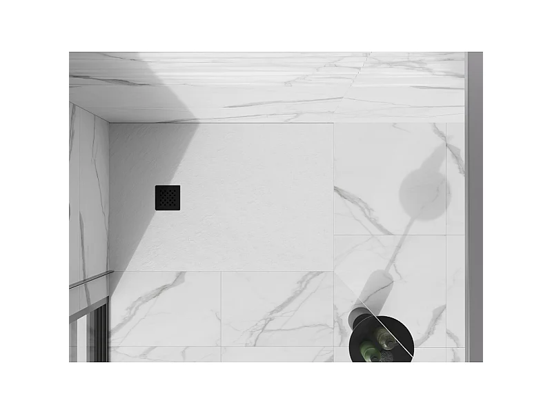 Mexen Stone+ plato de ducha de composite rectangular de 90 x 80 cm, blanco, cubierta negra - 44108090-B