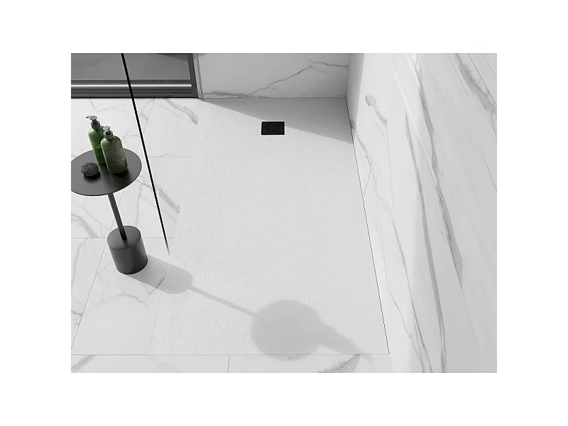 Mexen Stone+ plato de ducha de composite rectangular de 160 x 90 cm, blanco, cubierta negra - 44109016-B