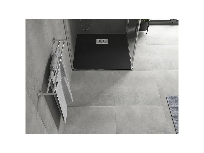 Mexen Hugo brodzik kwadratowy SMC 80 x 80 cm, czarny, maskownica inox - 42708080-X