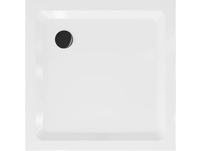Mexen Flat Quadratische Duschwanne Slim 80 x 80 cm, weiß, schwarzer Siphon - 40108080B