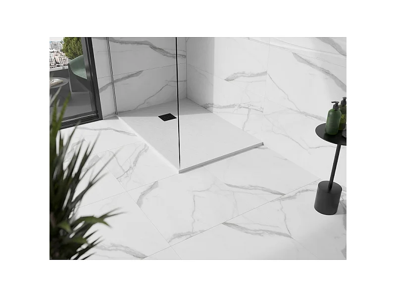 Mexen Stone+ receveur de douche rectangulaire composite 120 x 70 cm, blanc, cache noir - 44107012-B