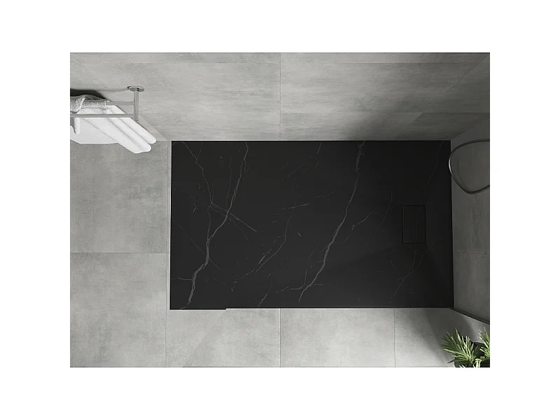Mexen Hugo Rechteckige Duschwanne SMC 160 x 90 cm, schwarzer Stein - 42759016