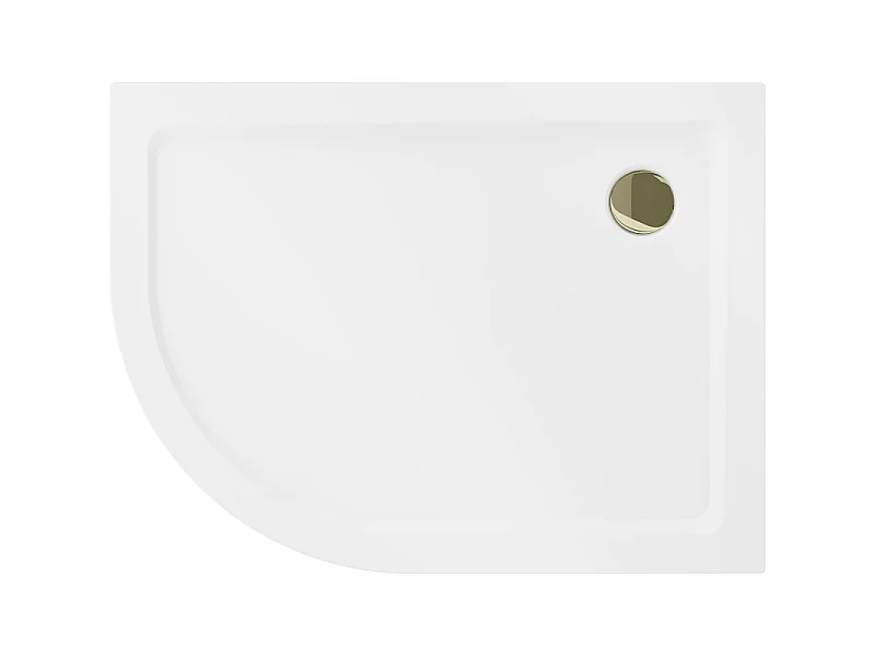 Mexen Flat plato de ducha semicircular slim derecho 120 x 80 cm, blanco, sifón dorado - 41108012P-G