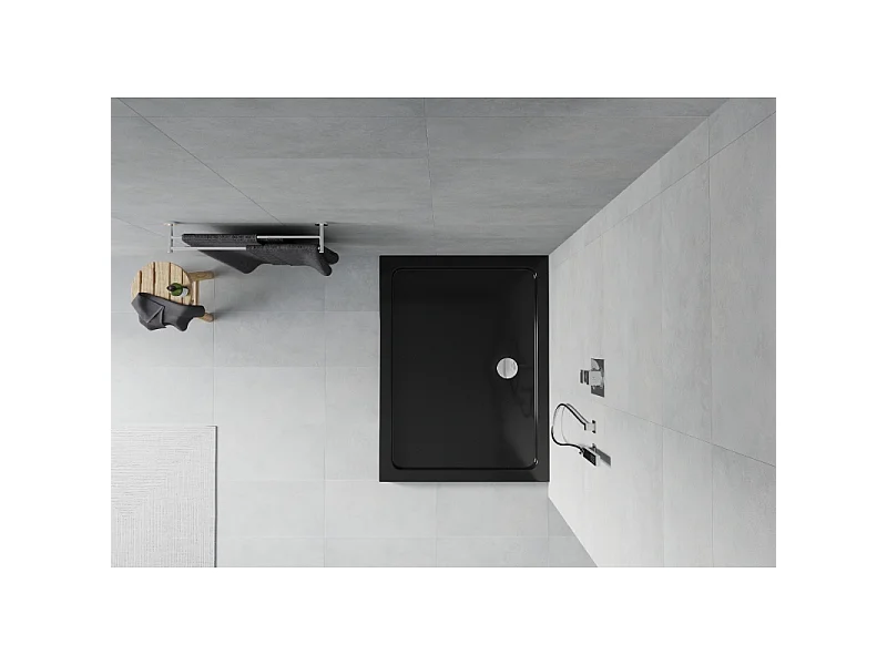Mexen Flat plato de ducha rectangular slim 120 x 100 cm, negro, sifón cromo - 40701012