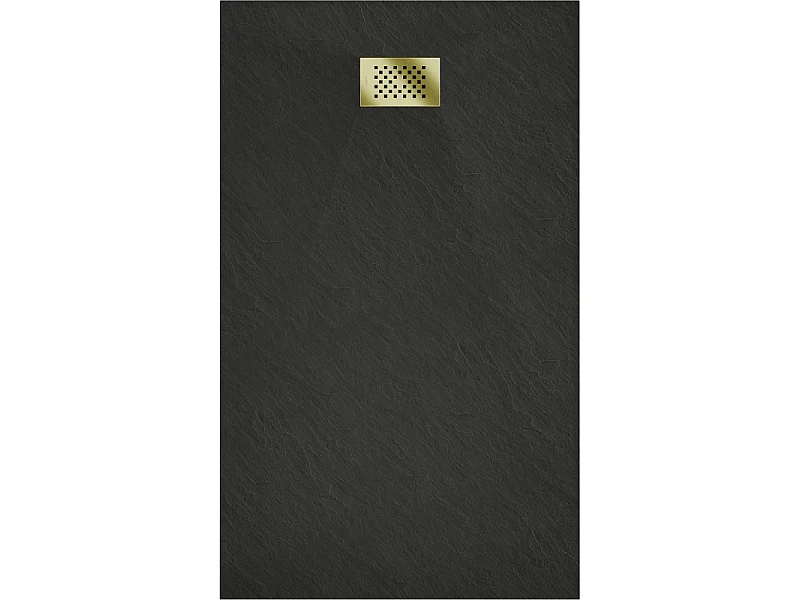 Mexen Hugo receveur rectangulaire SMC 160 x 90 cm, noir, cache doré - 42709016-G