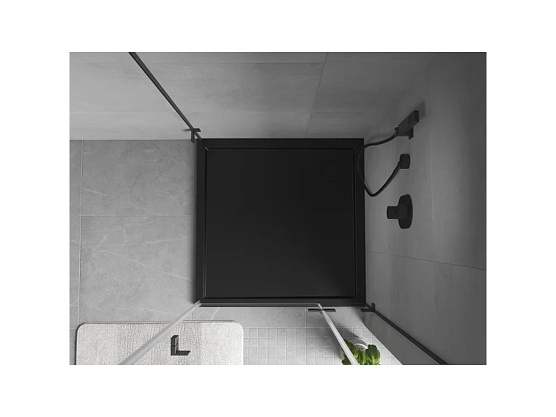 Mexen Flow Duschwanne quadratisch slim 85 x 85 cm, schwarz matt - 46S708585