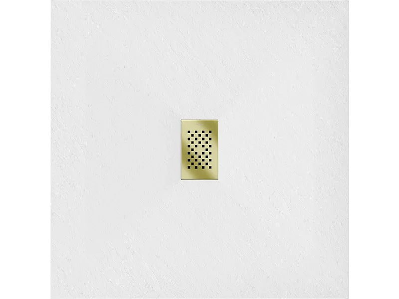 Mexen Hugo square shower tray SMC 100 x 100 cm, white, gold cover - 42101010-G