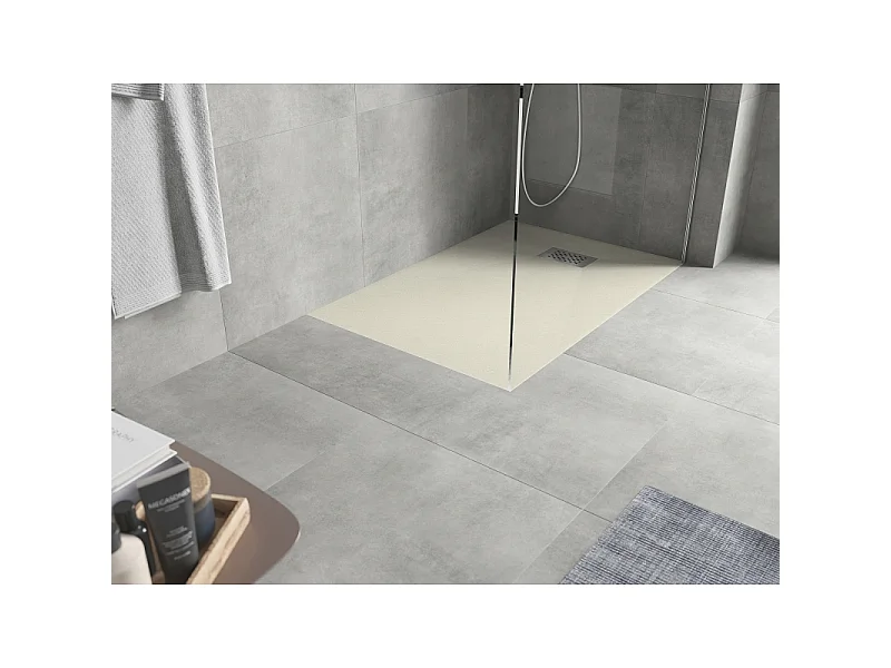Mexen Hugo brodzik prostokątny SMC 90 x 80 cm, beżowy, maskownica inox - 42698090-X