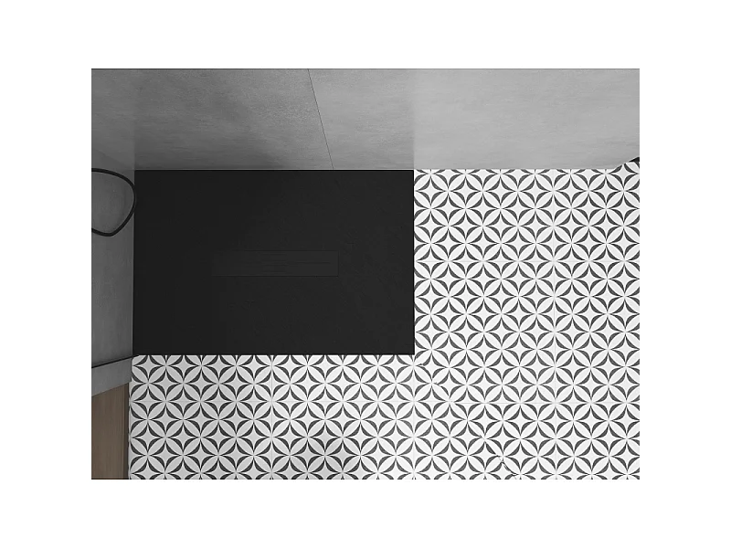 Mexen Toro rechteckige Duschwanne SMC 130 x 80 cm, schwarz, schwarze Abdeckung - 43708013-B