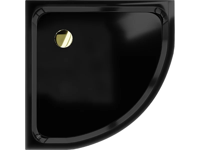 Mexen Flat Halbrunde Slim-Duschwanne 70 x 70 cm, schwarz, Abfluss Gold - 41707070G