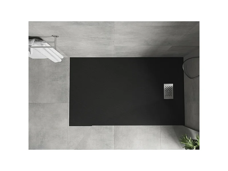 Mexen Hugo rectangular shower tray SMC 140 x 80 cm, black, inox cover - 42708014-X