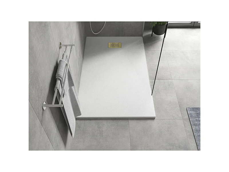 Mexen Hugo base de duche retangular SMC 150 x 90 cm, branco, máscara dourada - 42109015-G