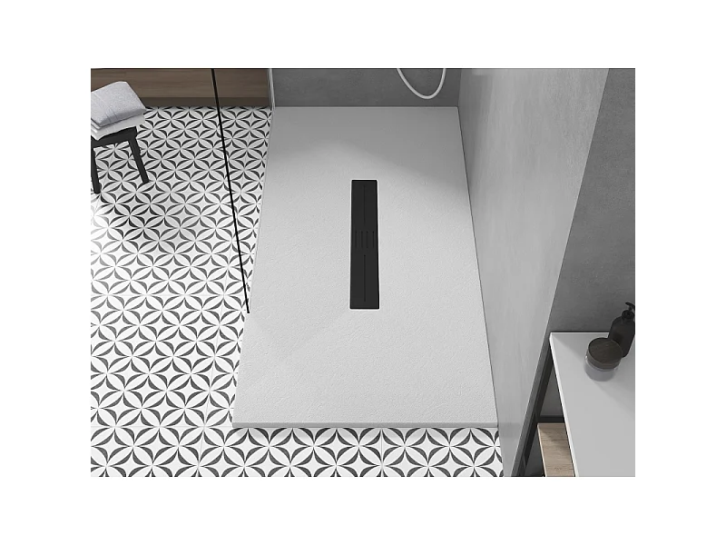 Mexen Toro plato de ducha rectangular SMC 150 x 70 cm, blanco, cubierta negra - 43107015-B
