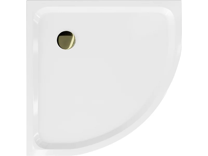 Mexen Flat halfronde douchebak slim 100 x 100 cm, wit, sifon goud - 41101010G