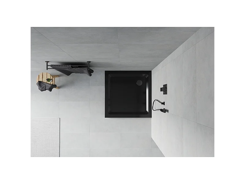 Mexen Flat quadratische Duschtasse Slim 100 x 100 cm, schwarz, schwarzer Siphon - 40701010B