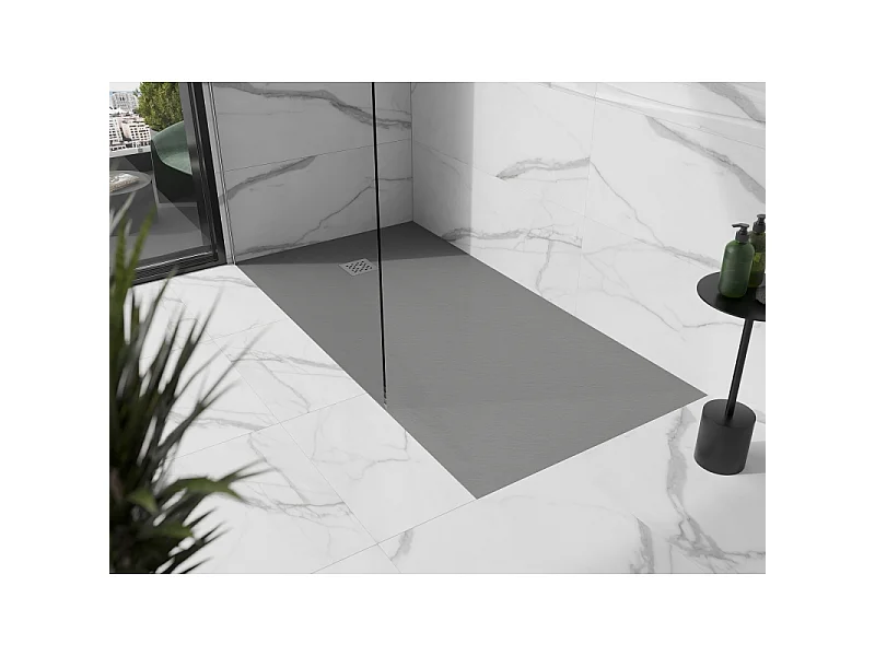 Mexen Stone+ rectangular composite shower tray 200 x 80 cm, grey-concrete - 44618020