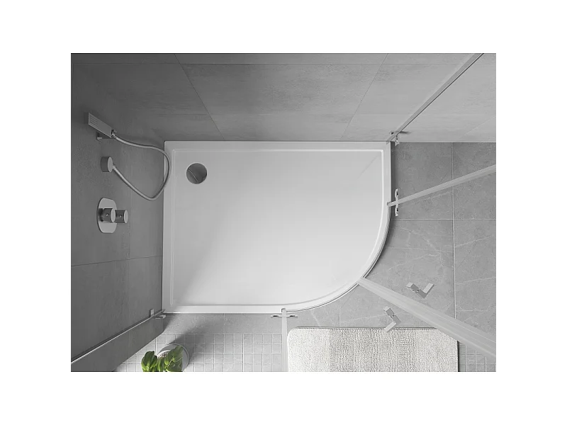 Mexen Flow receveur de douche semi-circulaire asymétrique slim gauche 100 x 90 cm, blanc brillant - 46Q109010L