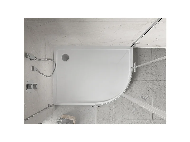 Mexen Flow+ receveur de douche semi-circulaire asymétrique gauche 100 x 80 cm, blanc brillant - 46Q108010LH